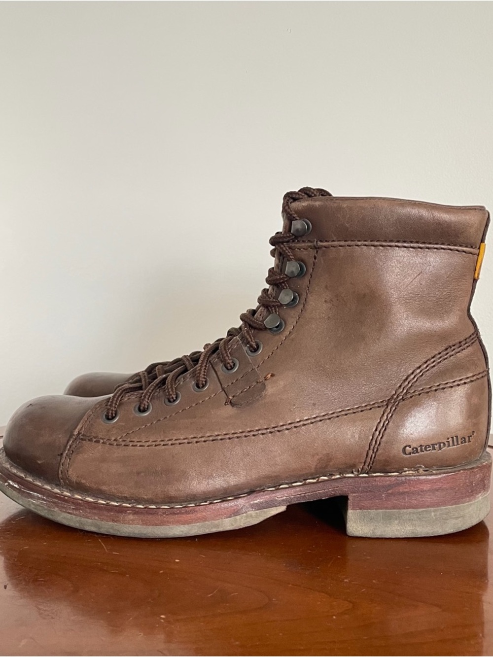 Caterpillar Brown Leather Lace-Up Work Boots